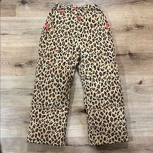 Leopard Print Kids Ski Pants